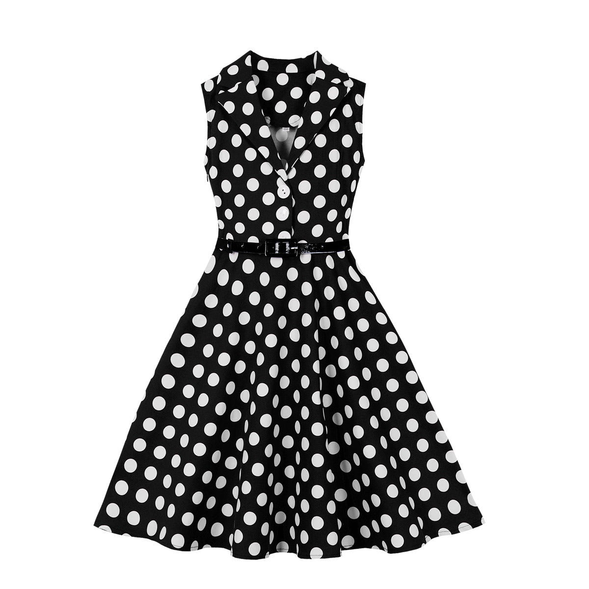 Girls Cotton Polka Dot Sleeveless Dress with Belt – Summer Casual Outfit