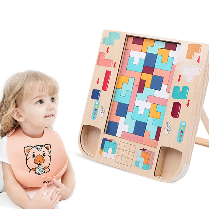 3-in-1 Wooden Tetris Puzzle & Spatial Thinking Toy