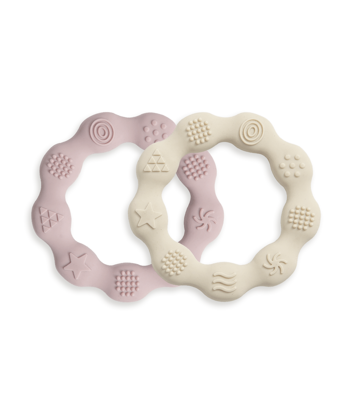 Set of 2 Silicone Teething Rings – Pink & Beige