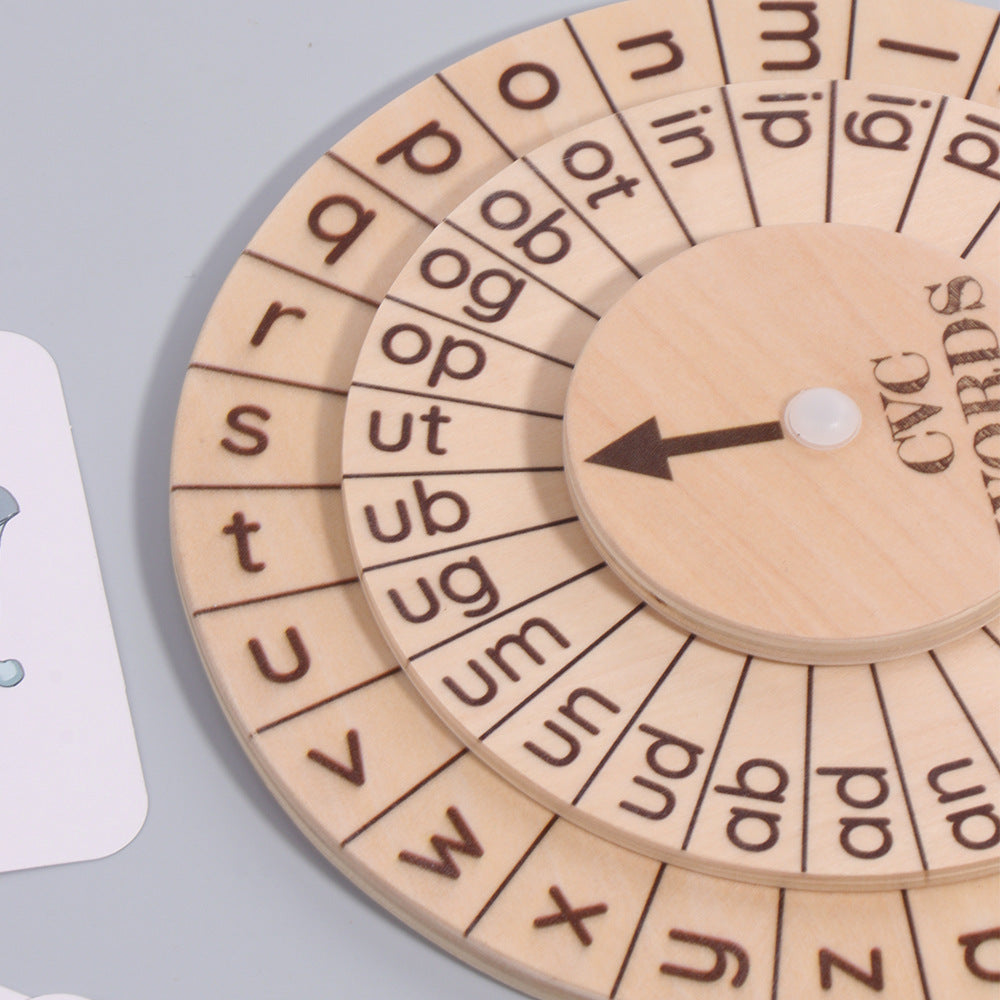 Phonics Spinning Wheel Vowel Recognition Montessori Toy