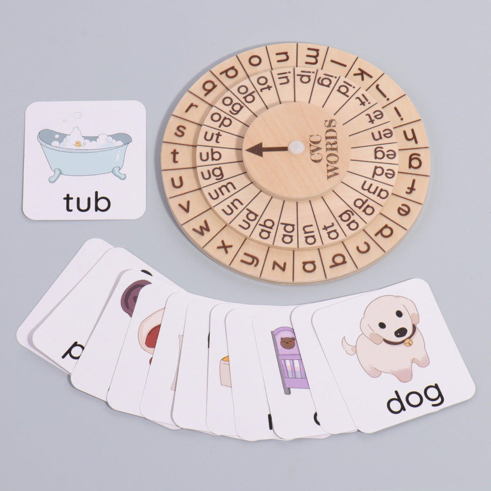 Phonics Spinning Wheel Vowel Recognition Montessori Toy