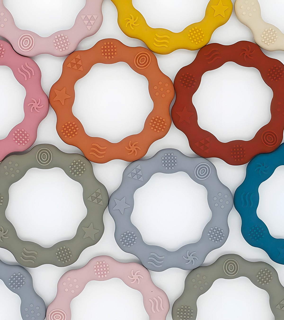 Set of 2 Silicone Teething Rings – Mustard & Brown