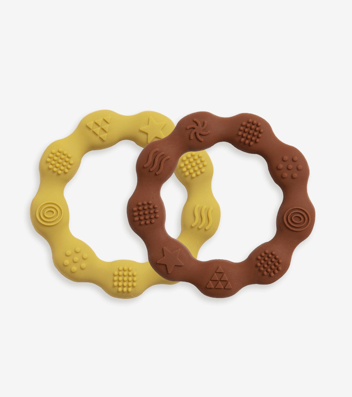 Set of 2 Silicone Teething Rings – Mustard & Brown