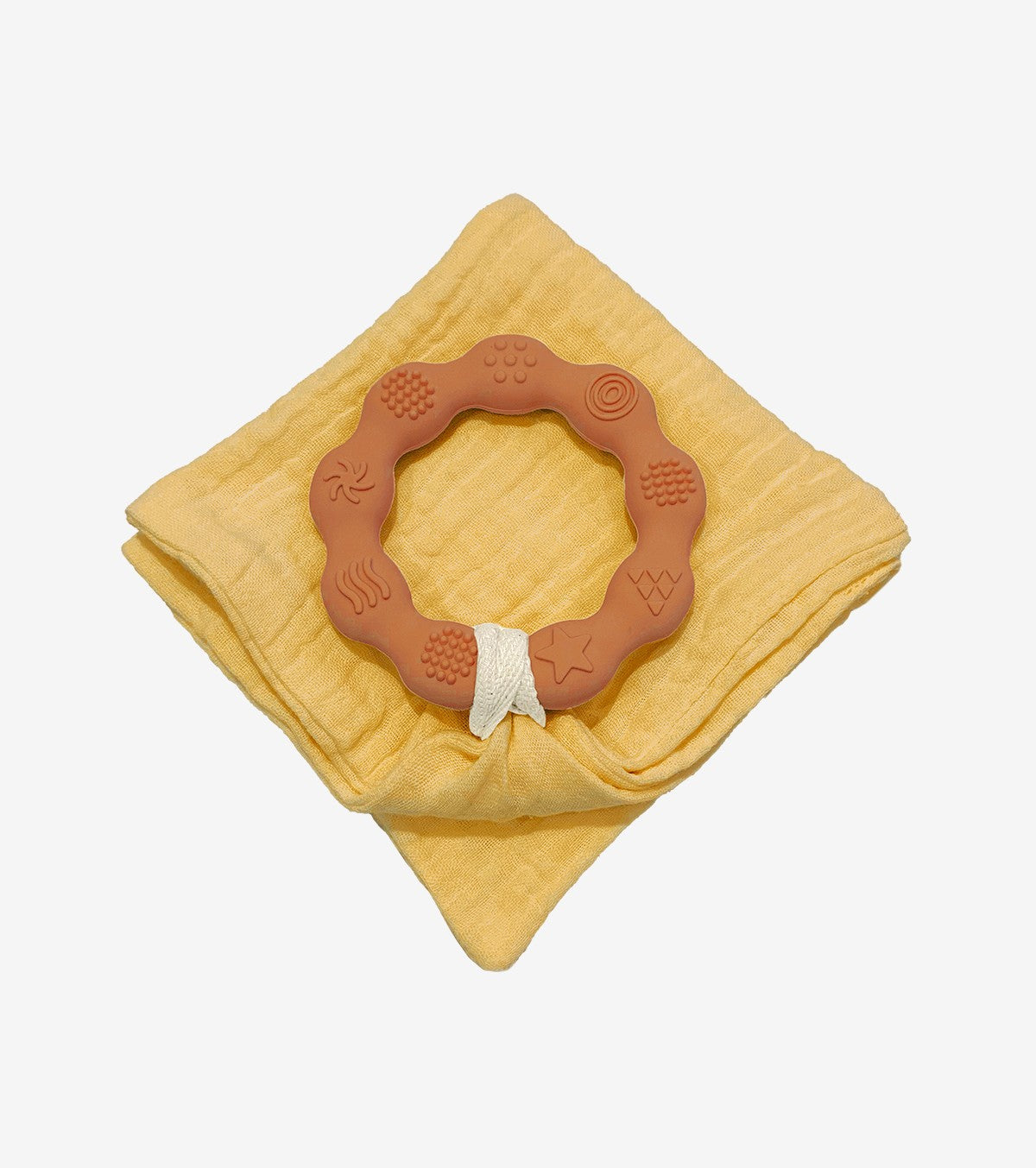 Teething Ring with Muslin – Terracotta