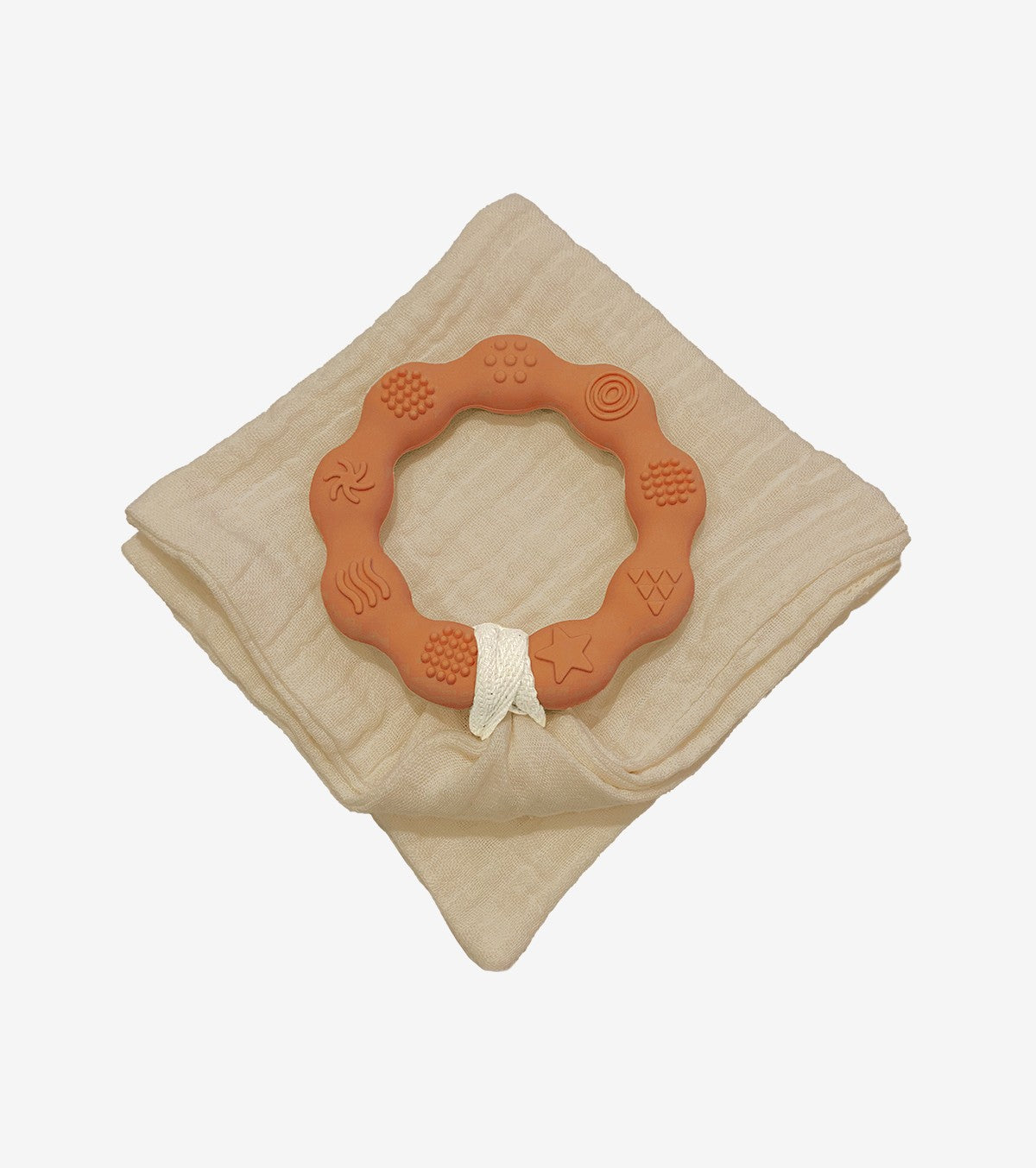 Teething Ring with Muslin – Terracotta