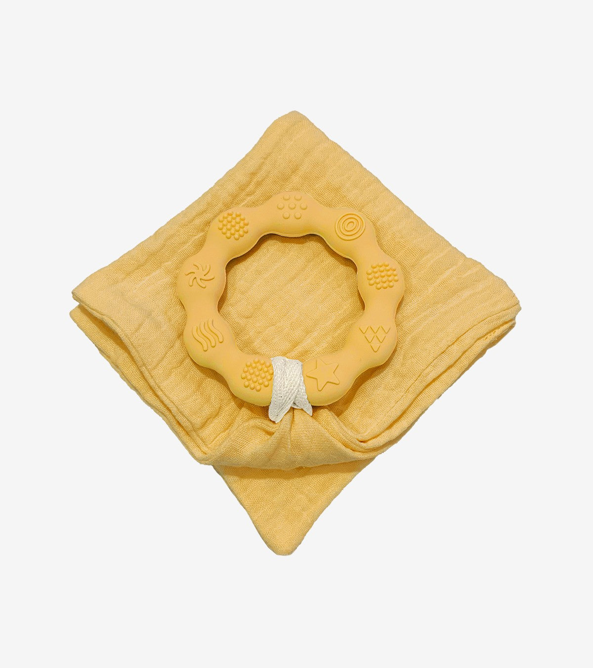 Mustard Teething Ring with Muslin