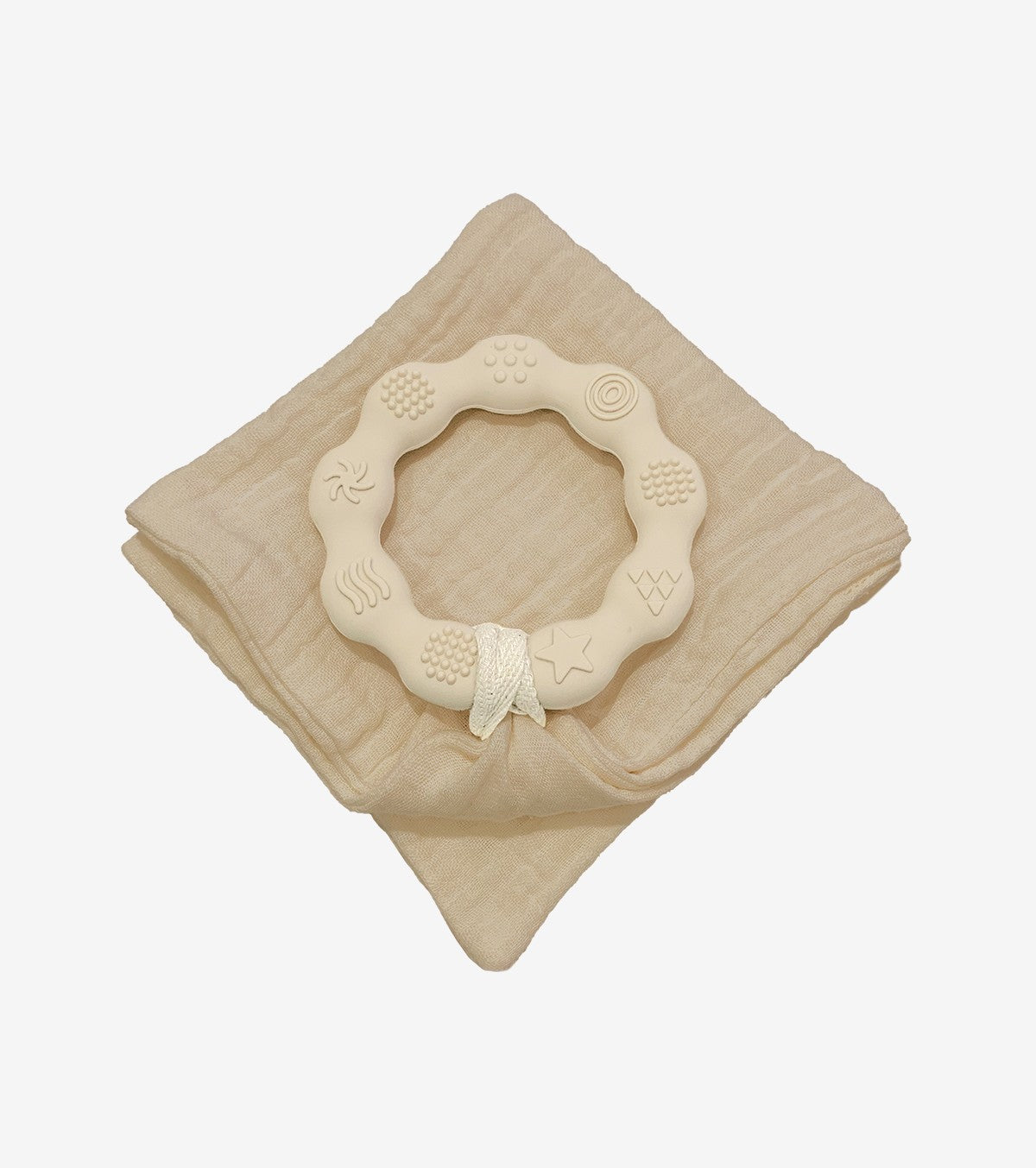Teething Ring with Muslin – Beige