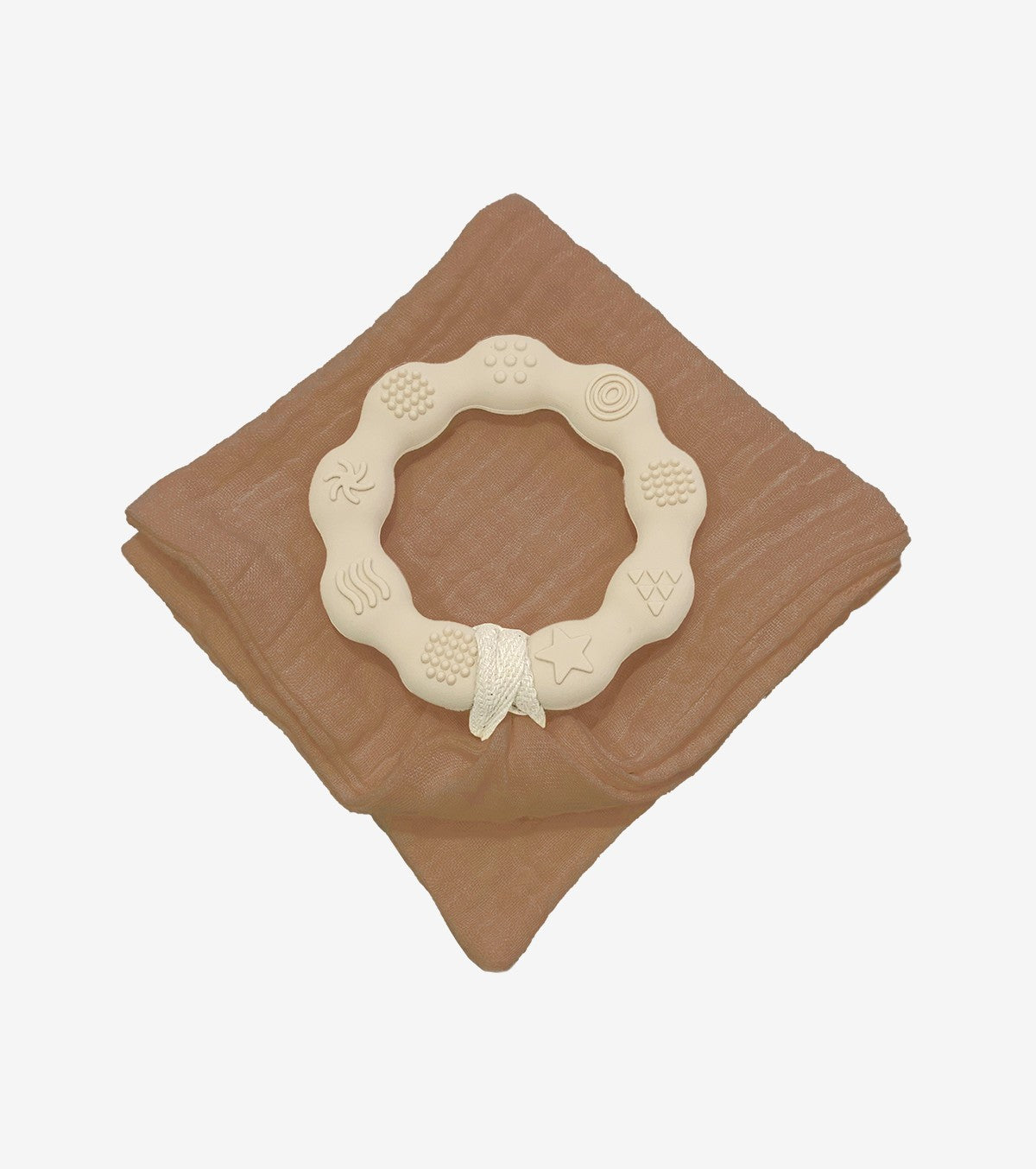 Teething Ring with Muslin – Beige