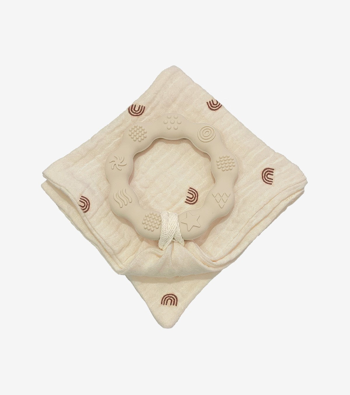 Teething Ring with Muslin – Beige