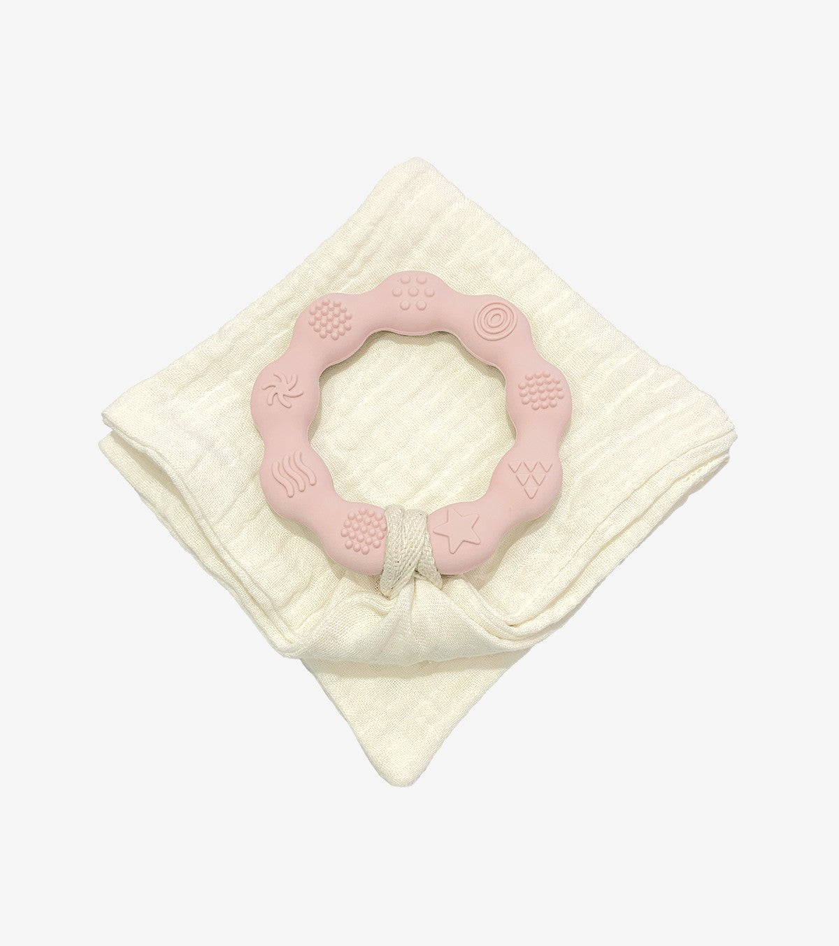 Teething Ring with Muslin – Pink