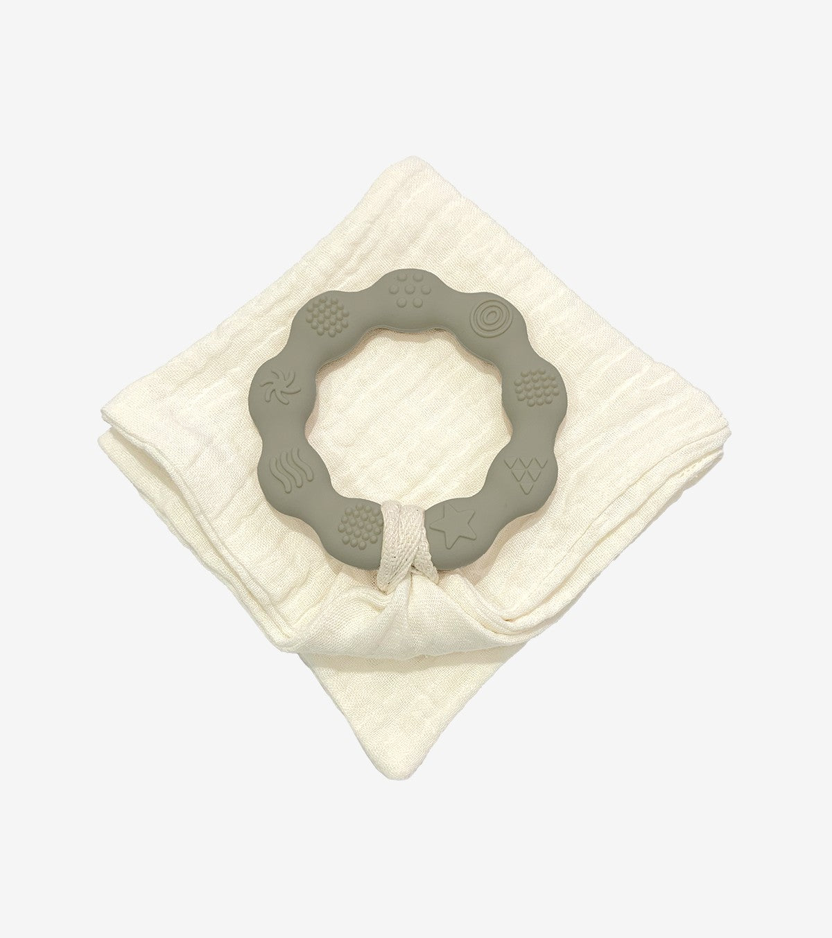 Teething Ring with Muslin – Green