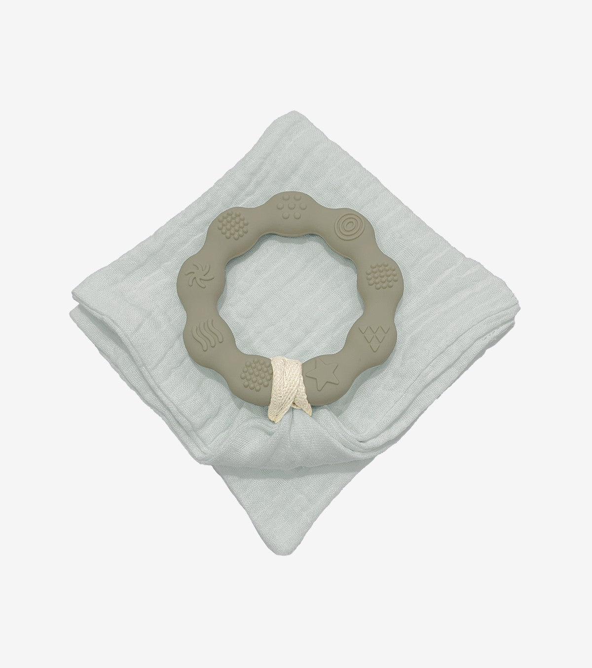 Teething Ring with Muslin – Green