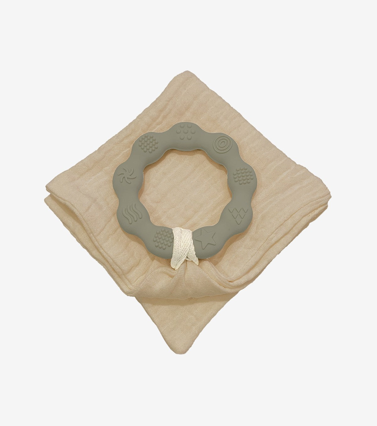 Teething Ring with Muslin – Green