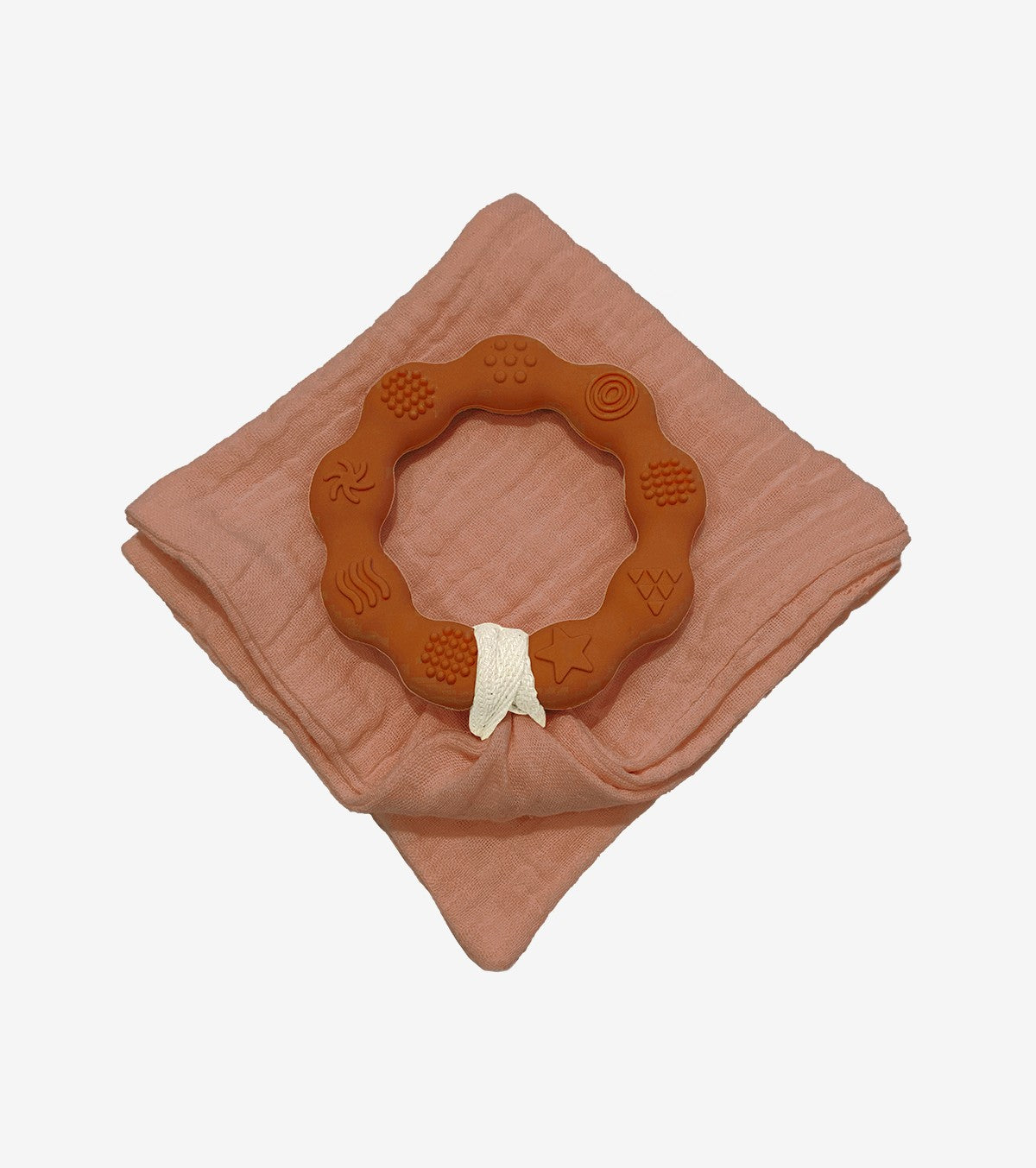 Teething Ring with Muslin – Brown