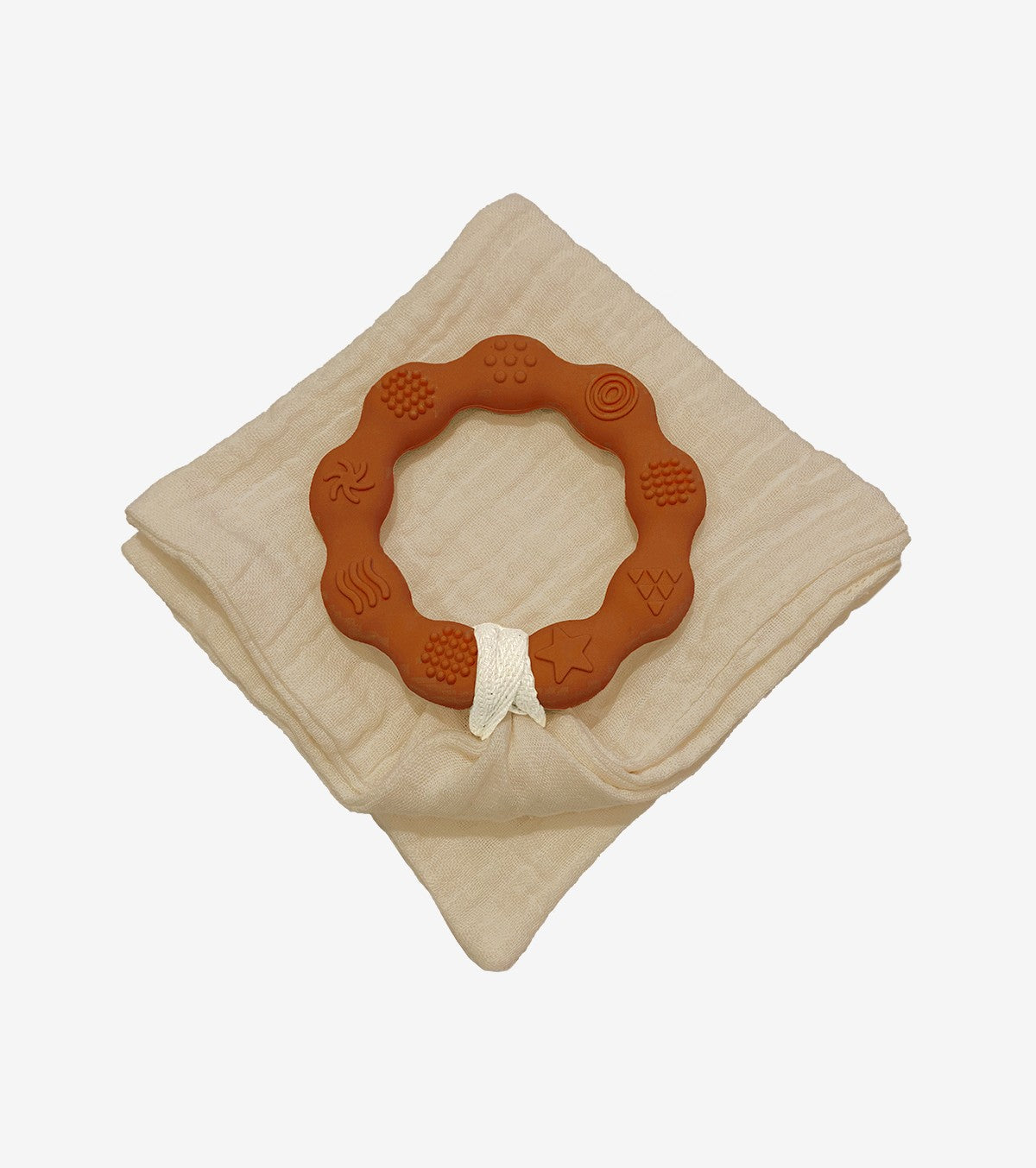 Teething Ring with Muslin – Brown