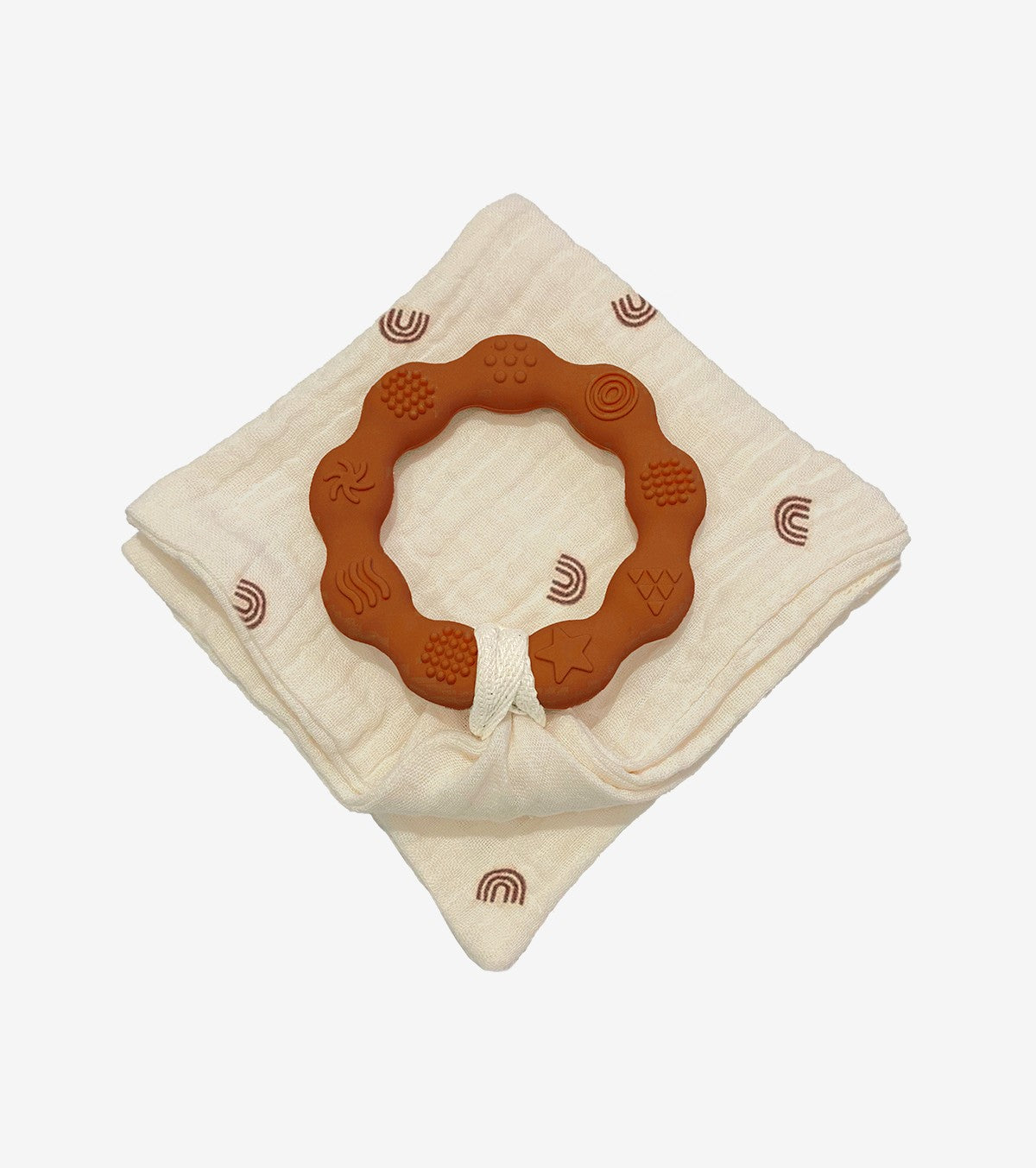 Teething Ring with Muslin – Brown