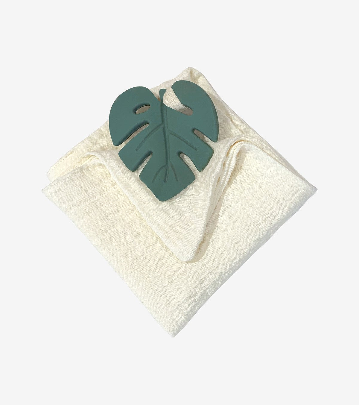 Green Leaf Teething Ring with Comfort Cloth