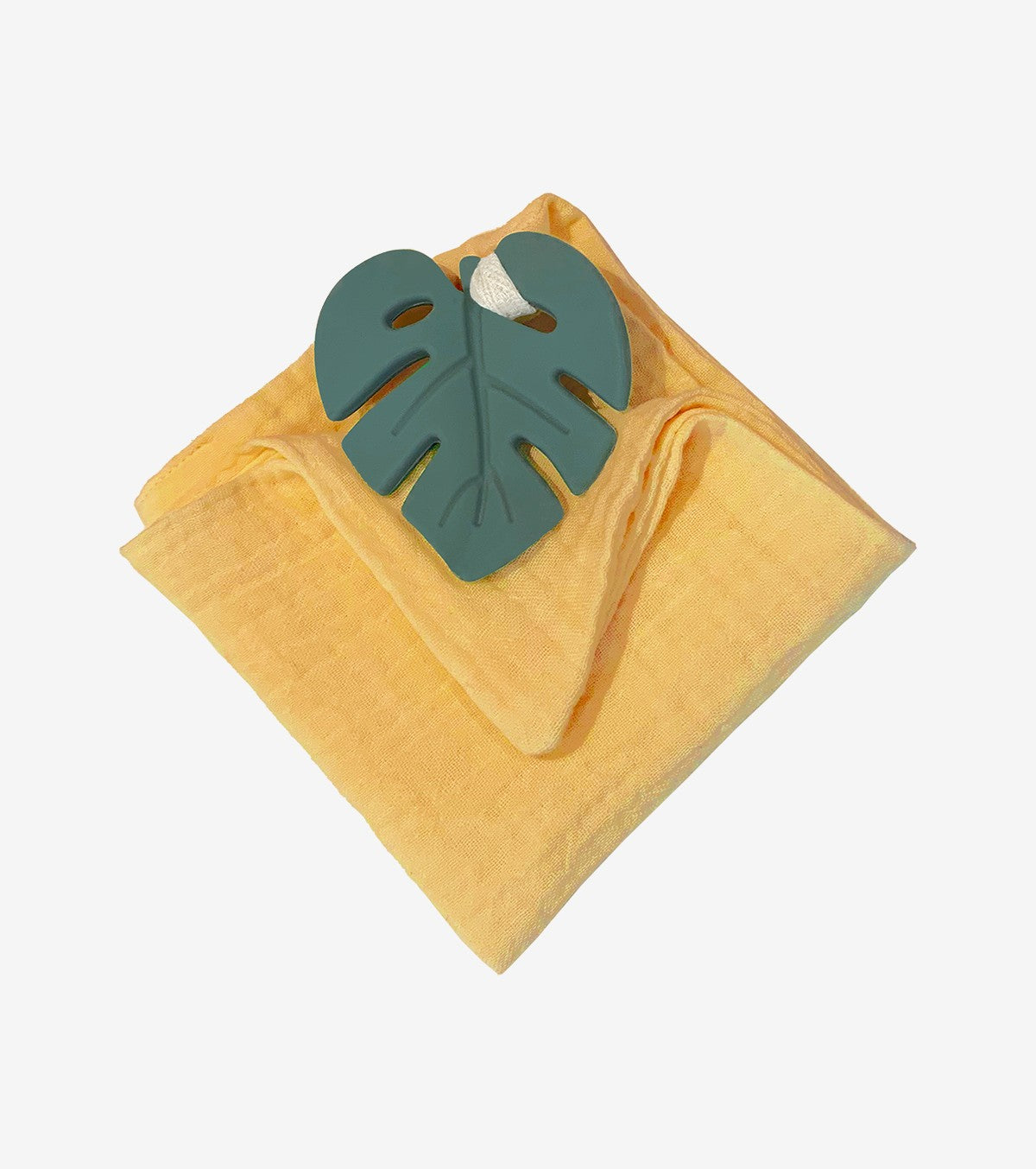 Green Leaf Teething Ring with Comfort Cloth