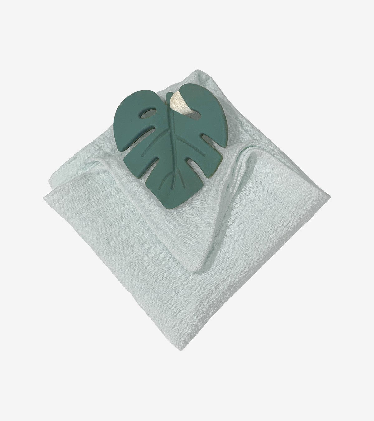 Green Leaf Teething Ring with Comfort Cloth