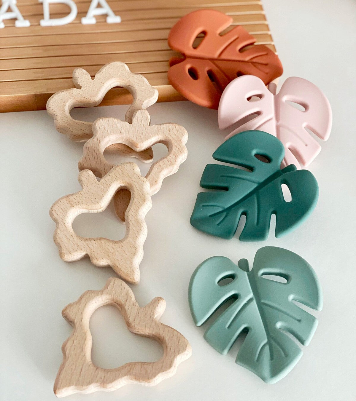 Aqua Leaf Teething Ring with Comfort Cloth