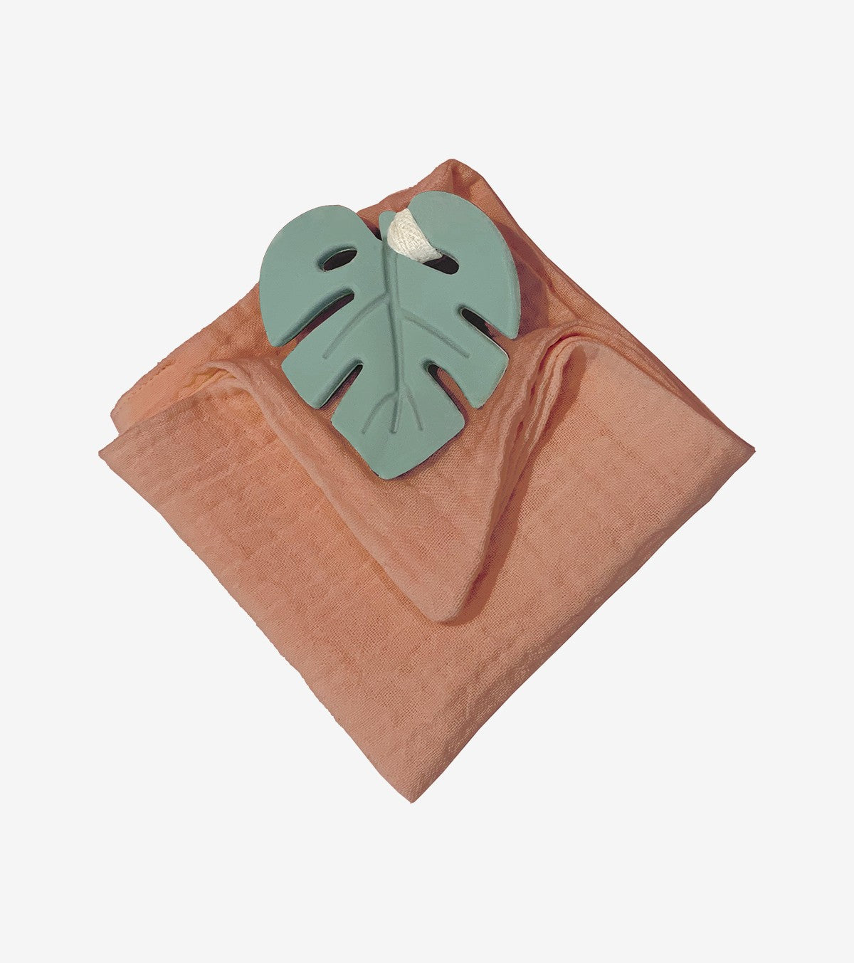 Aqua Leaf Teething Ring with Comfort Cloth