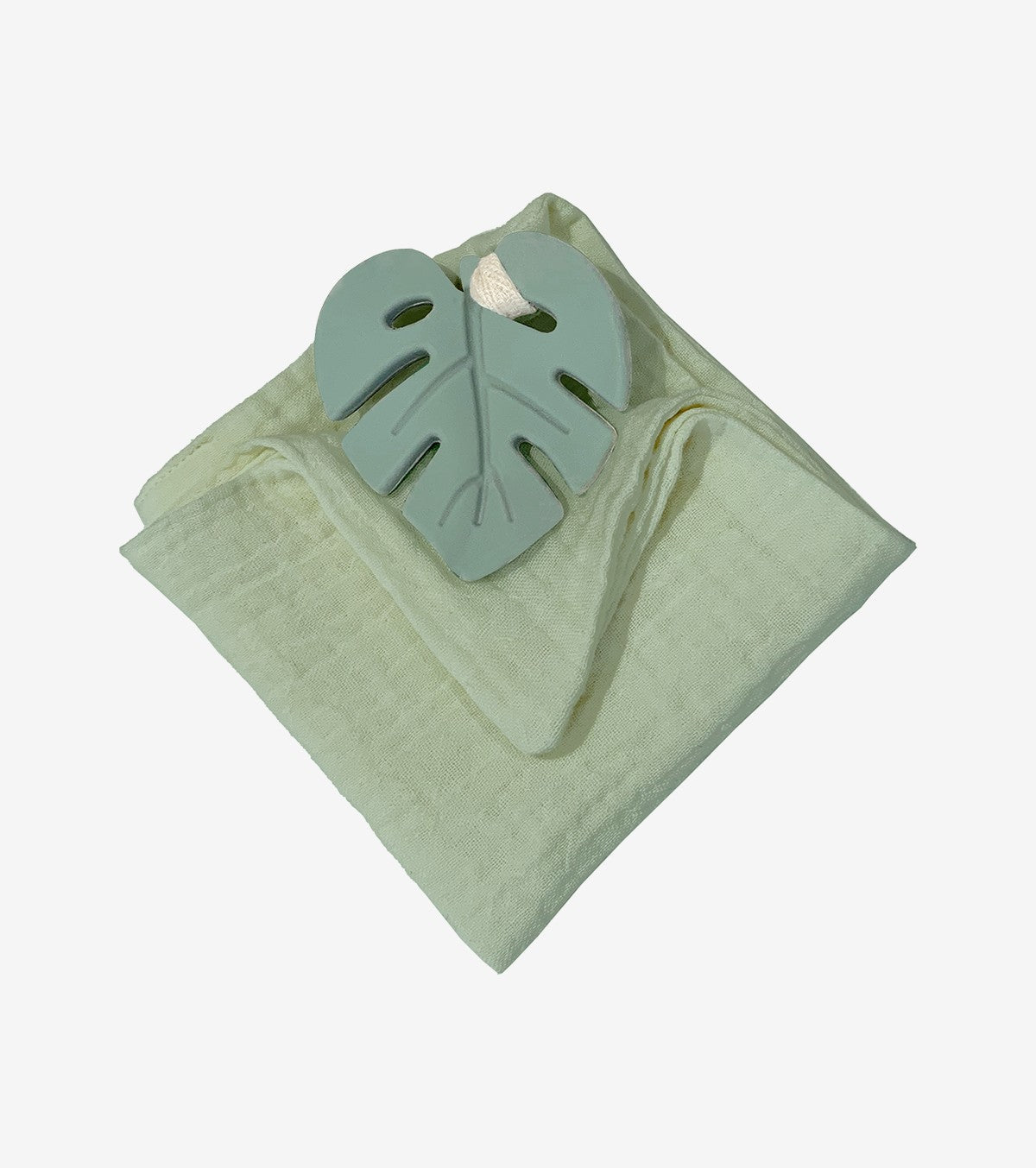 Aqua Leaf Teething Ring with Comfort Cloth