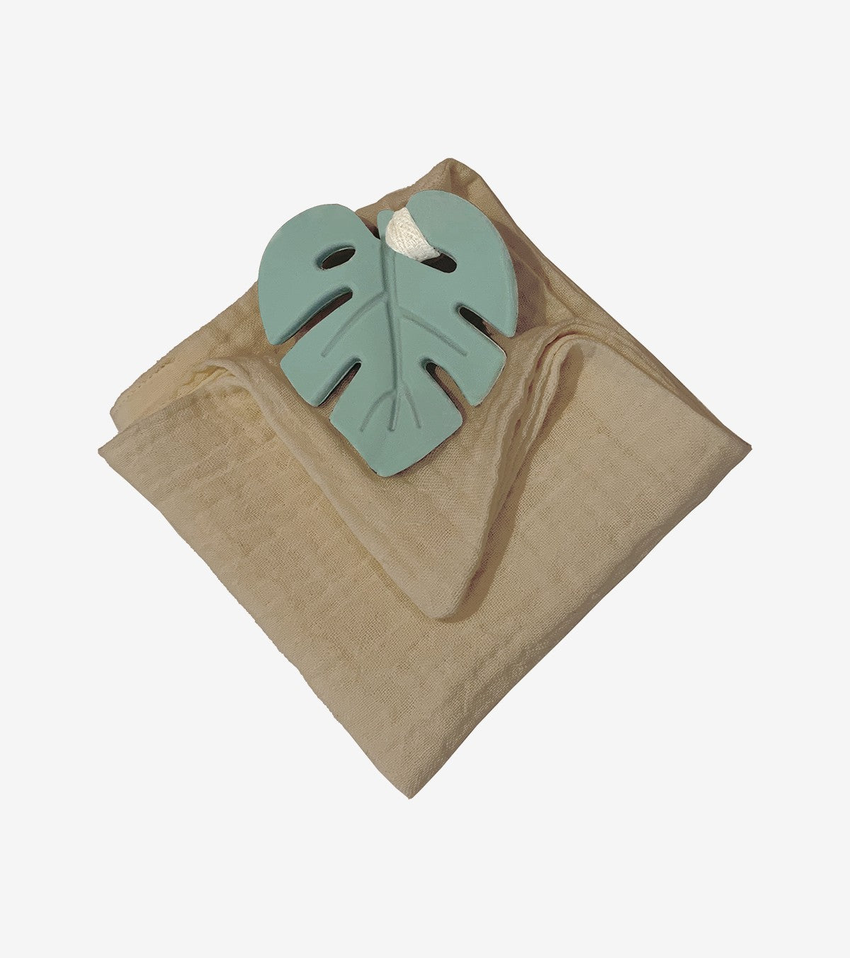 Aqua Leaf Teething Ring with Comfort Cloth