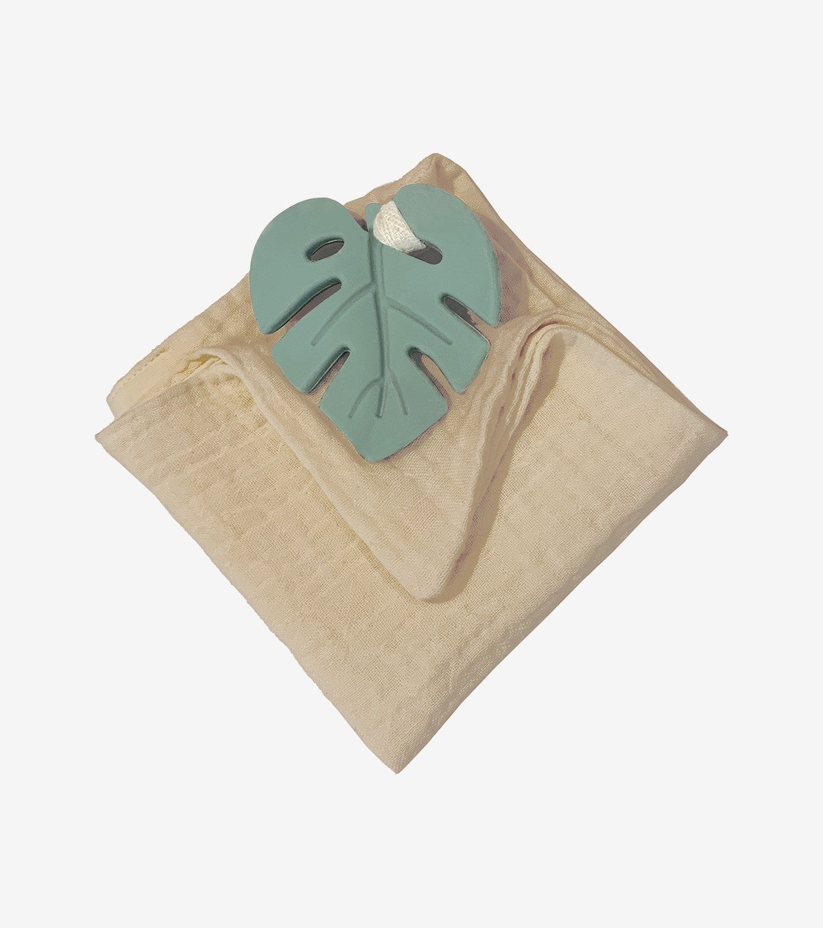 Aqua Leaf Teething Ring with Comfort Cloth