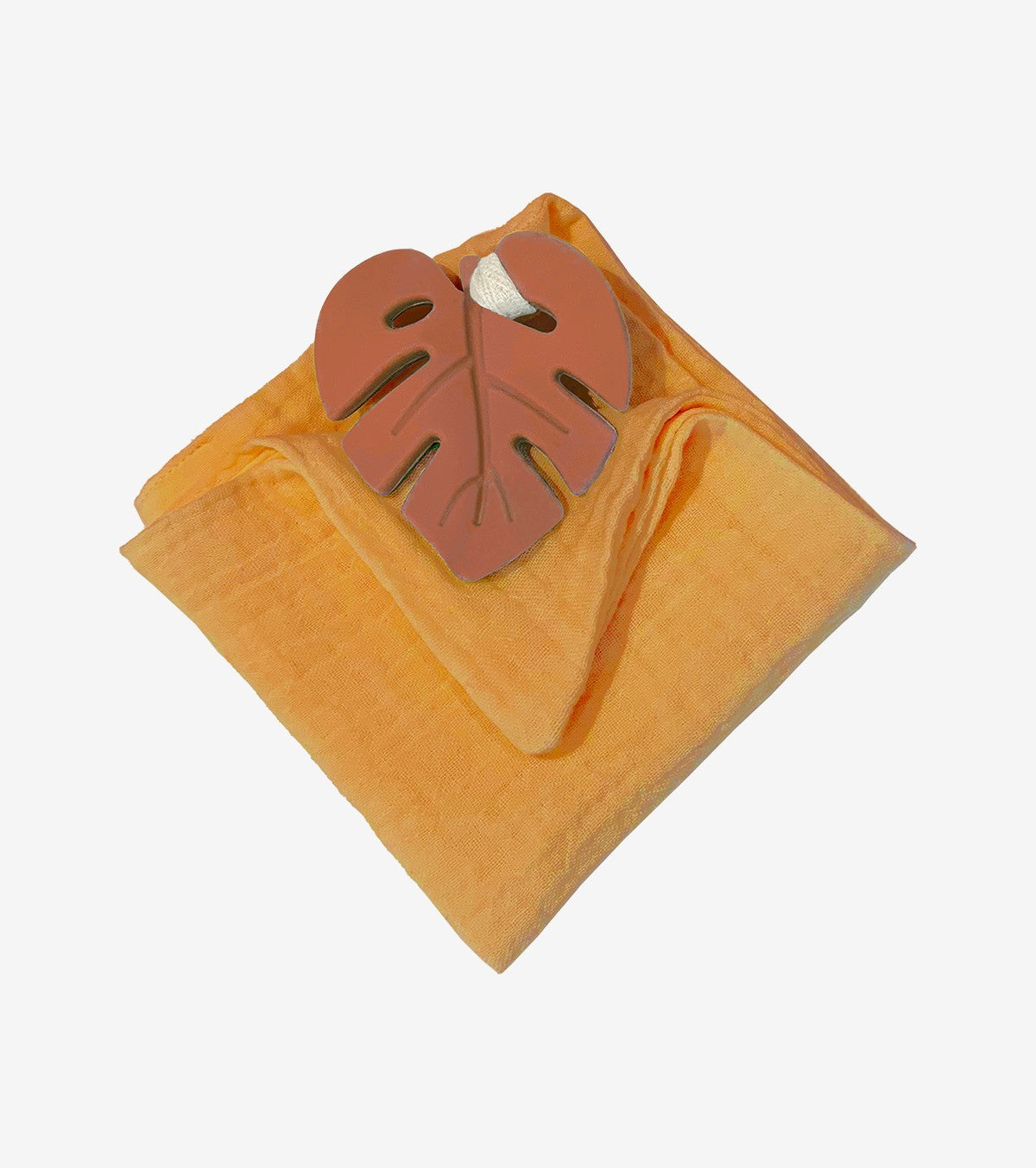 Terracotta Leaf Teething Ring with Comfort Cloth