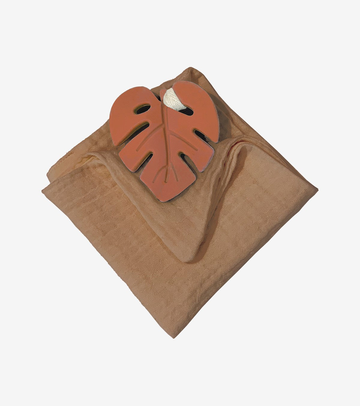 Terracotta Leaf Teething Ring with Comfort Cloth
