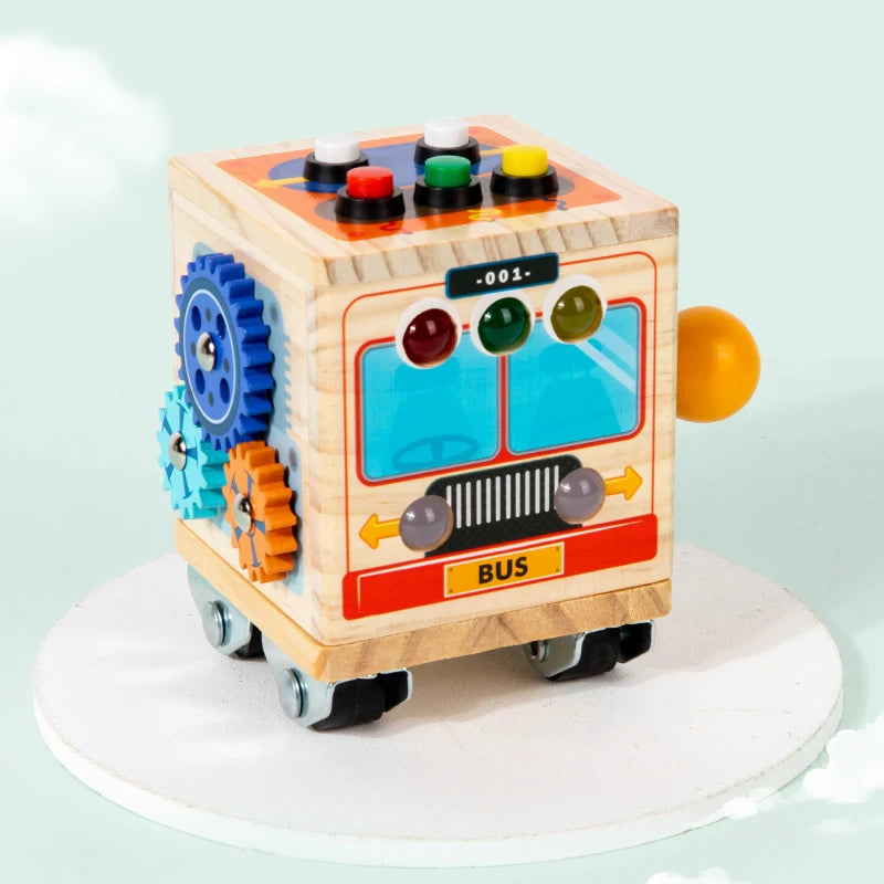 Montessori Wooden Busy Bus Toy