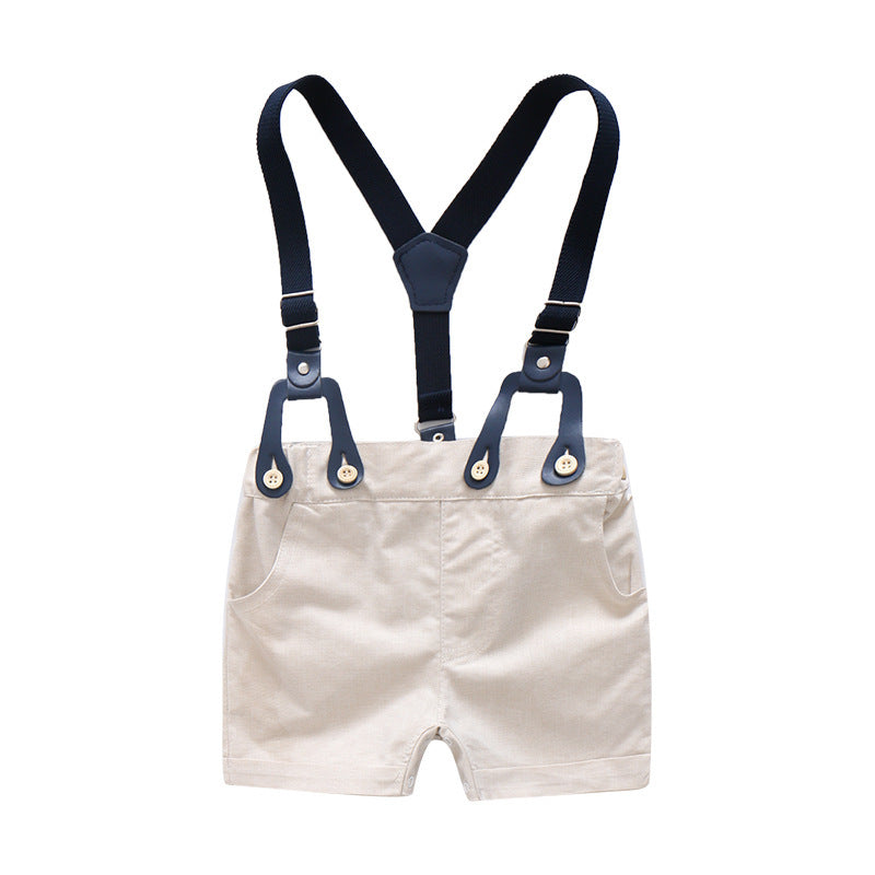 Elegant Cotton Overalls & Shirt Outfit for Toddler Boys