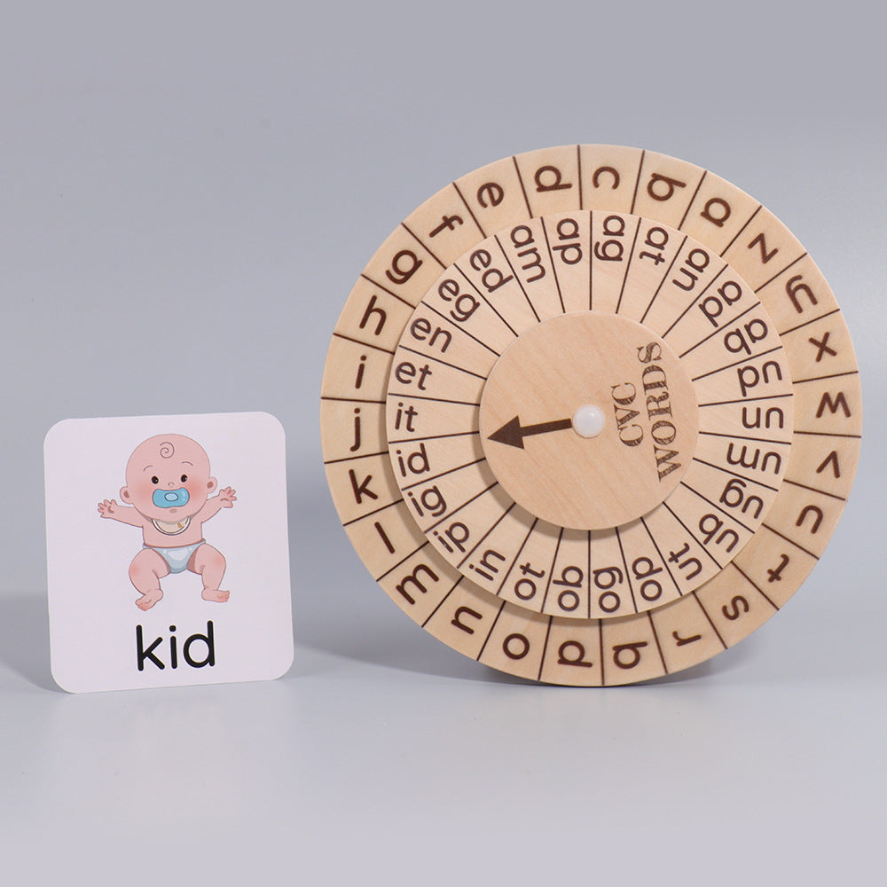Phonics Spinning Wheel Vowel Recognition Montessori Toy