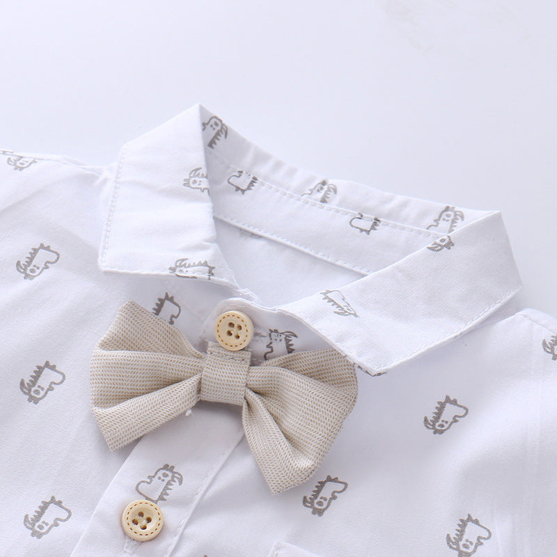 Elegant Cotton Overalls & Shirt Outfit for Toddler Boys
