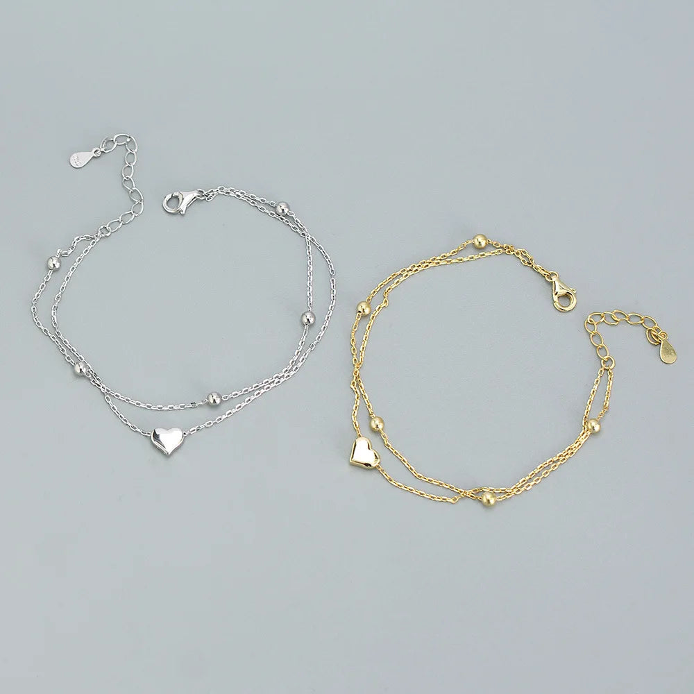 925 Silver Double Heart Bracelet for Women