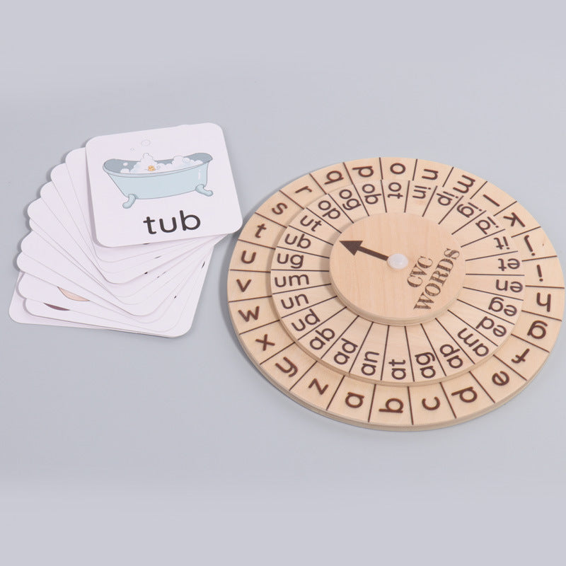 Phonics Spinning Wheel Vowel Recognition Montessori Toy
