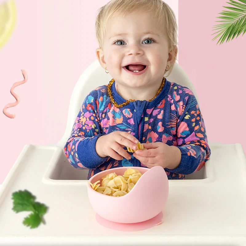 Silicone Baby Bowl & Spoon Set – Suction Feeding Tableware