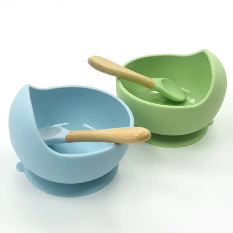 Silicone Baby Bowl & Spoon Set – Suction Feeding Tableware