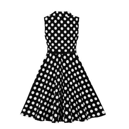 Girls Cotton Polka Dot Sleeveless Dress with Belt – Summer Casual Outfit