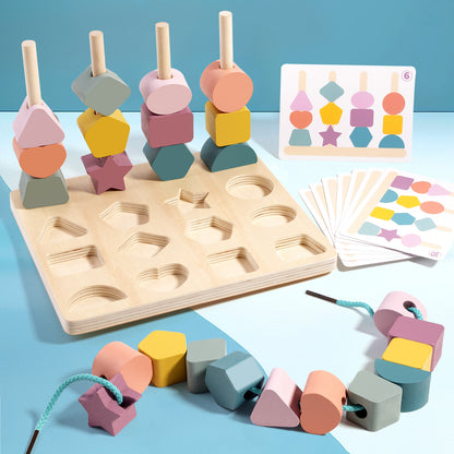 Wooden Geometric Shape Matching & Threading Toy