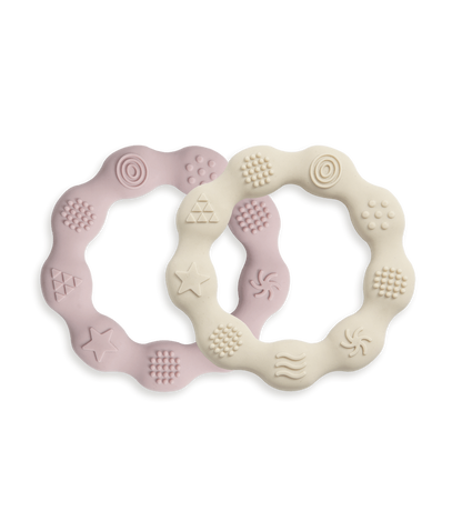 Set of 2 Silicone Teething Rings – Pink & Beige