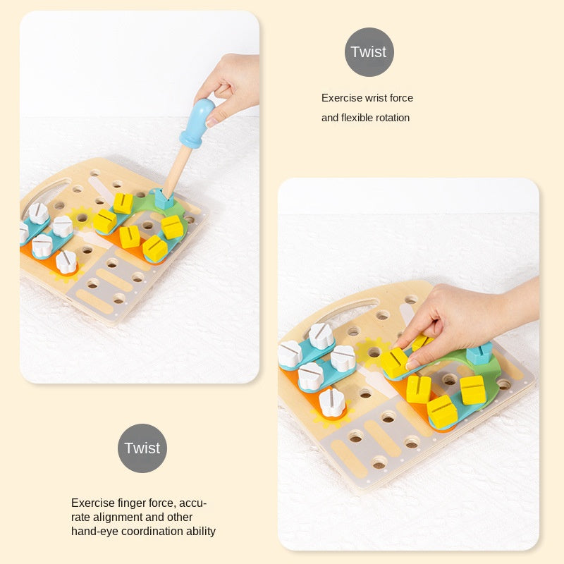 Wooden Nut & Bolt Puzzle Early Learning Toy for Toddlers