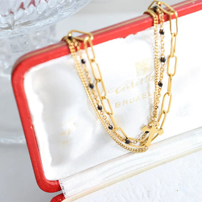 Three-Layered Titanium Steel Bracelet – Gold & Rose Gold