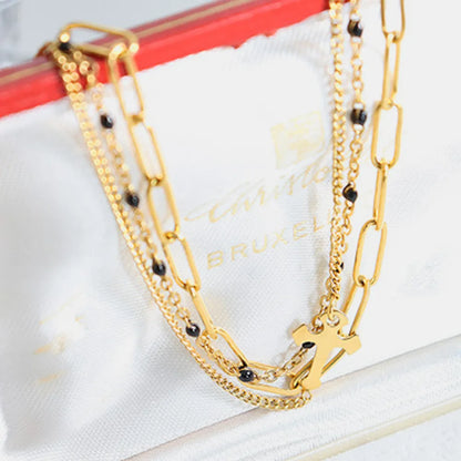 Three-Layered Titanium Steel Bracelet – Gold & Rose Gold