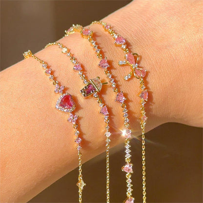 Gold Butterfly Zircon Love Bracelet for Women