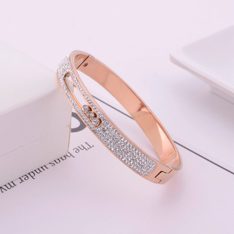 Rose Gold Titanium Steel Diamond Ring for Women