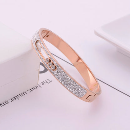 Rose Gold Titanium Steel Diamond Ring for Women