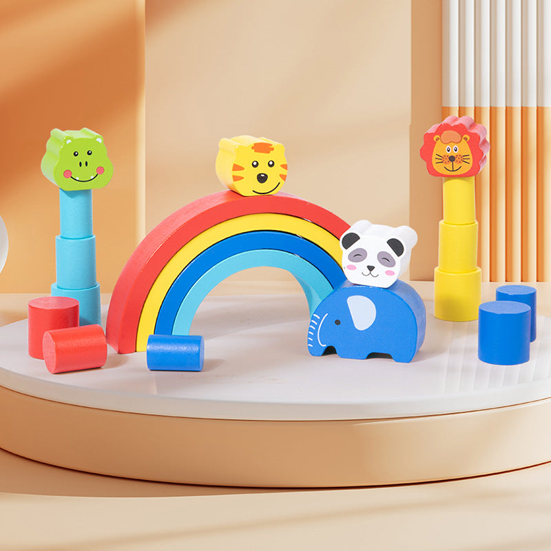 Rainbow Animal Balance Blocks – Montessori Stacking Toy