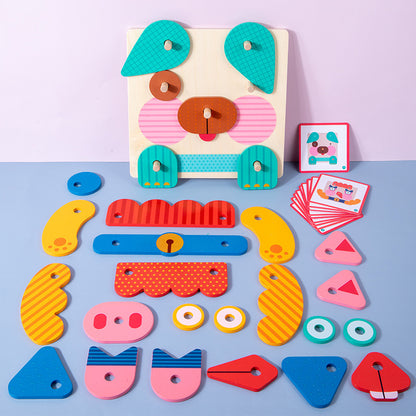 3D Animal Face-Changing Puzzle Blocks