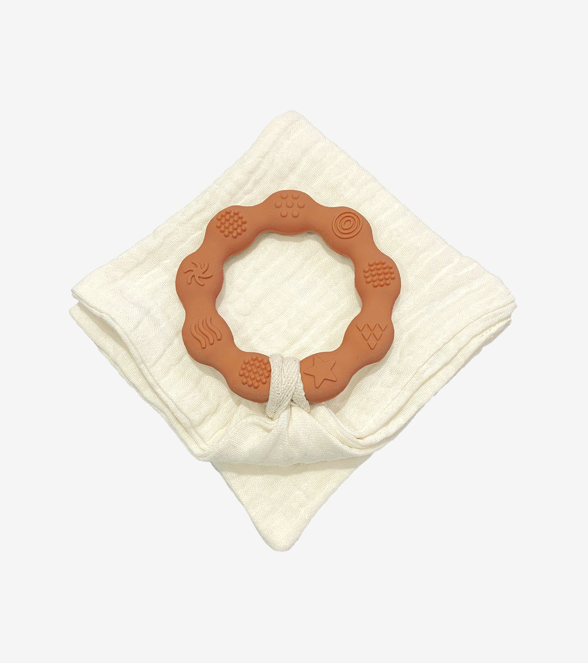 Teething Ring with Muslin – Terracotta